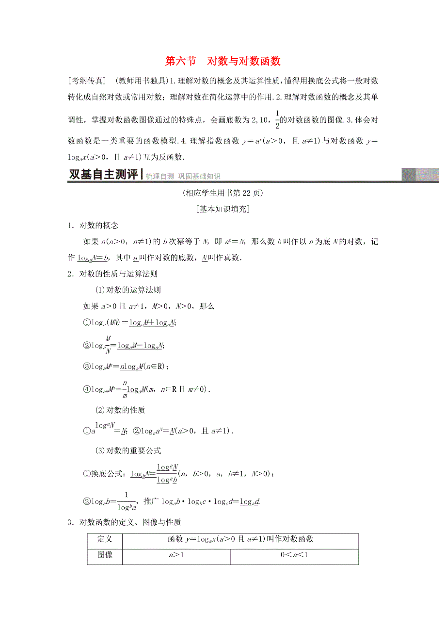 高考数学一轮复习---第6节-对数与对数函数-理_第1页