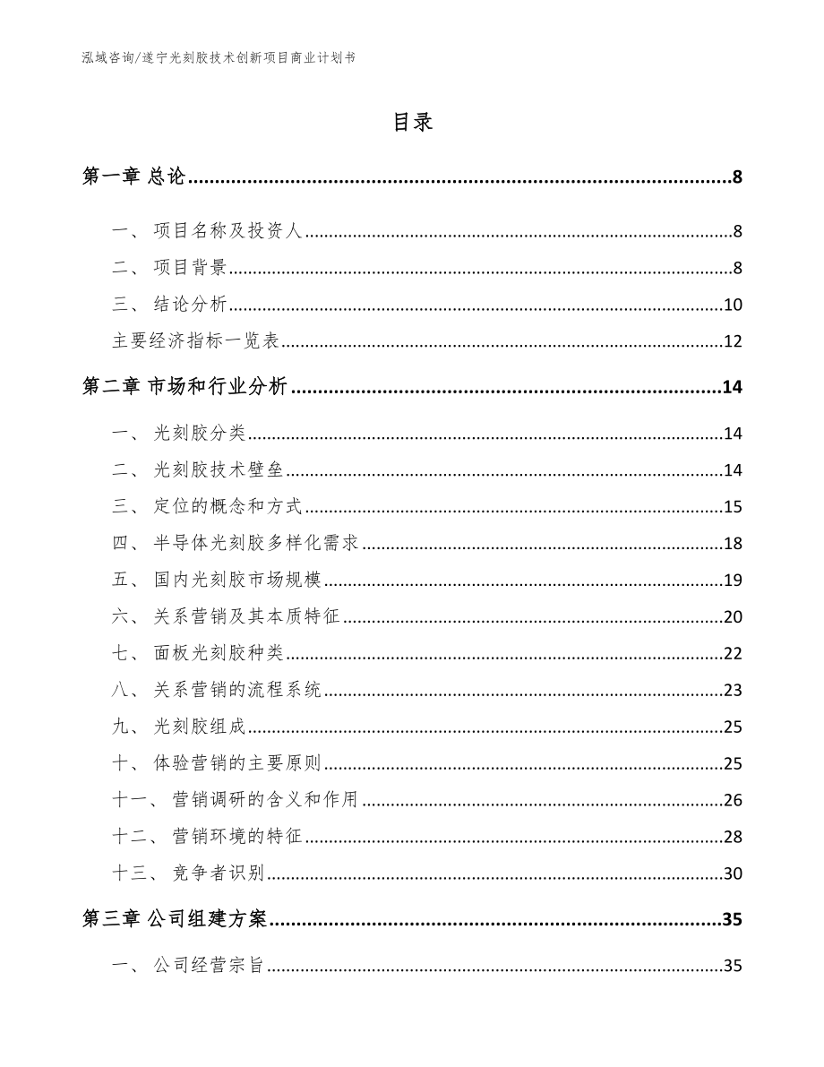 遂宁光刻胶技术创新项目商业计划书_参考范文_第2页