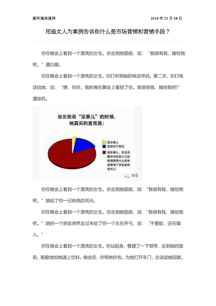 用追女人为案例告诉你什么是市场营销和营销手段_第1页