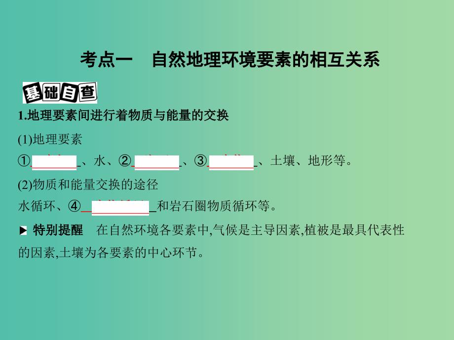 山西专用2019版高考地理总复习第六单元自然地理环境的整体性与差异性第一讲自然地理环境的整体性课件.ppt_第4页