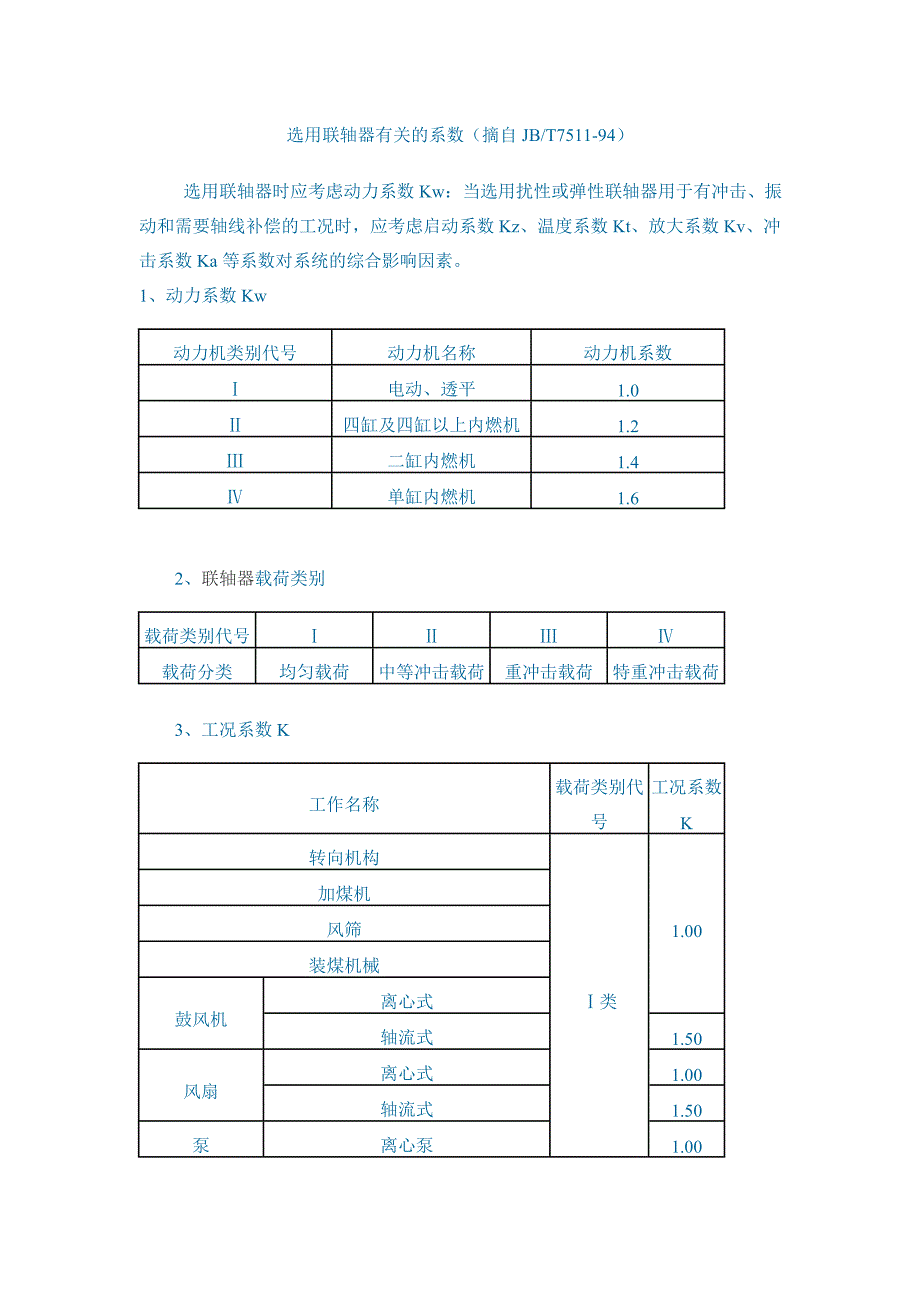 选用联轴器有关的系数摘自JBT_第1页