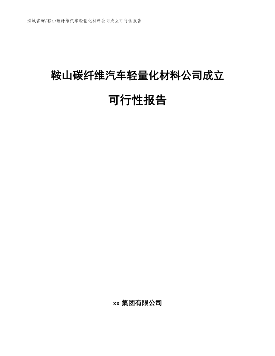 鞍山碳纤维汽车轻量化材料公司成立可行性报告【范文模板】_第1页