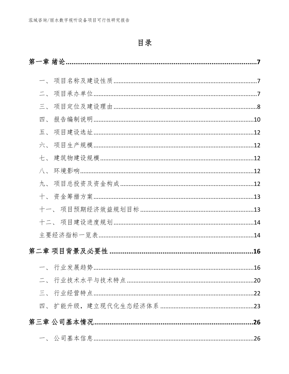 丽水数字视听设备项目可行性研究报告【模板参考】_第1页