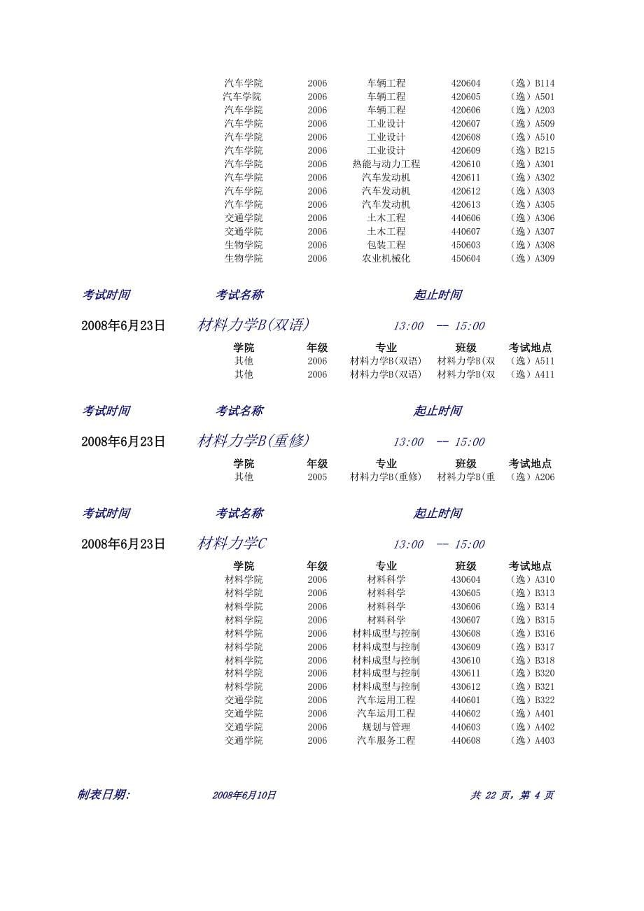 某学院期末考试时间安排_第5页