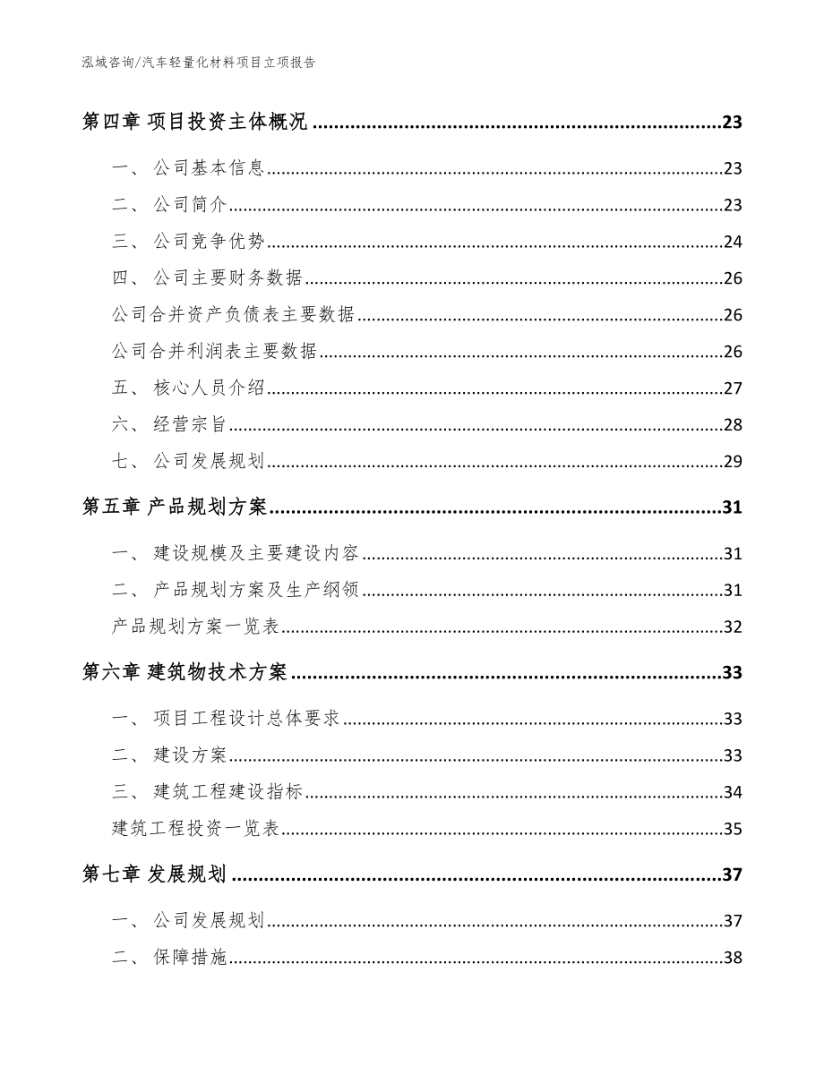 汽车轻量化材料项目立项报告（模板范本）_第3页