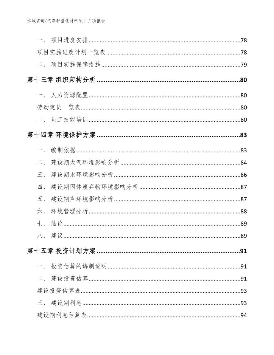 汽车轻量化材料项目立项报告（模板范本）_第5页