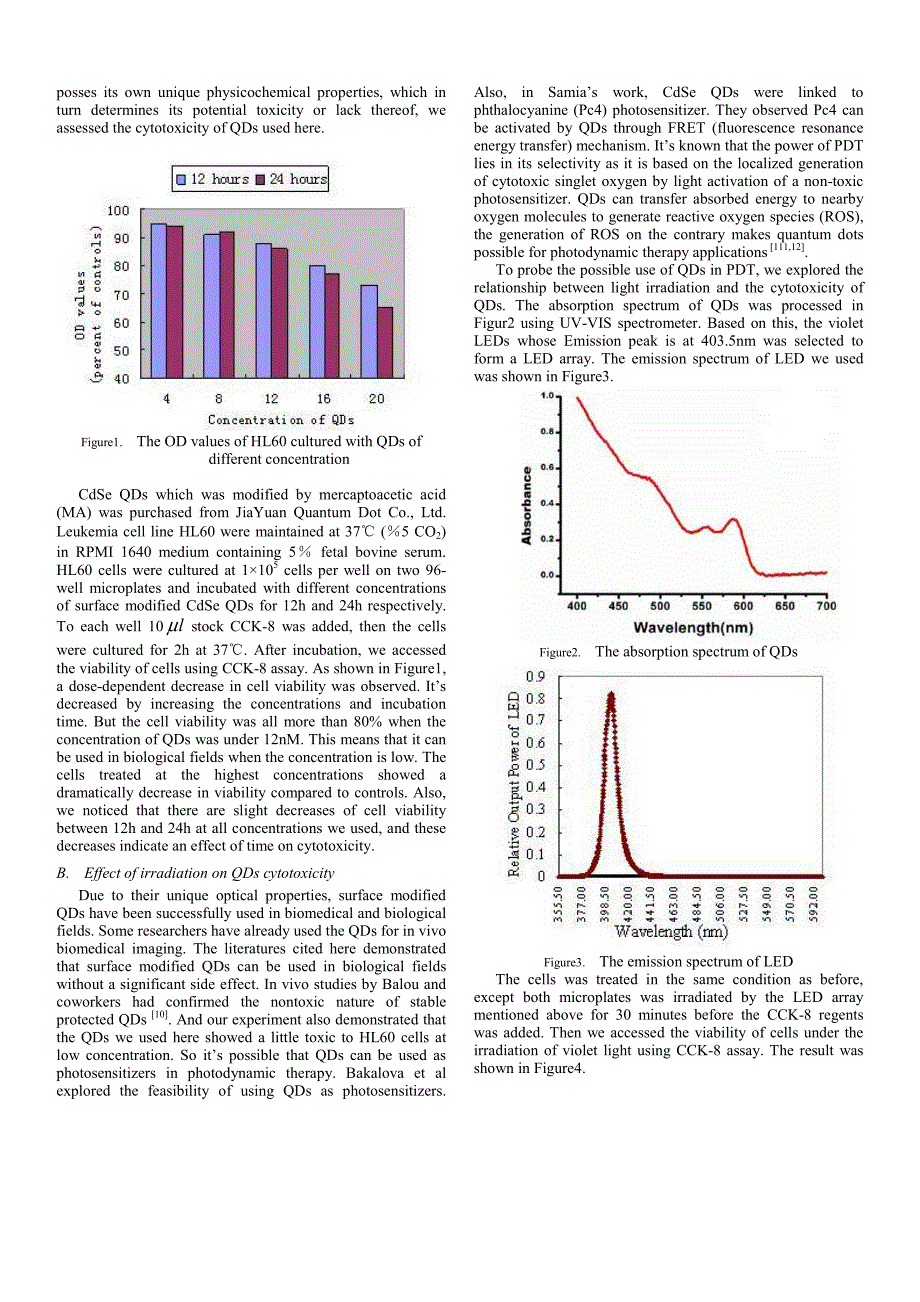 外文翻译--Experimental research on the cytotoxicity of CdSe nanocrystals with the irradiation of violet light_第2页