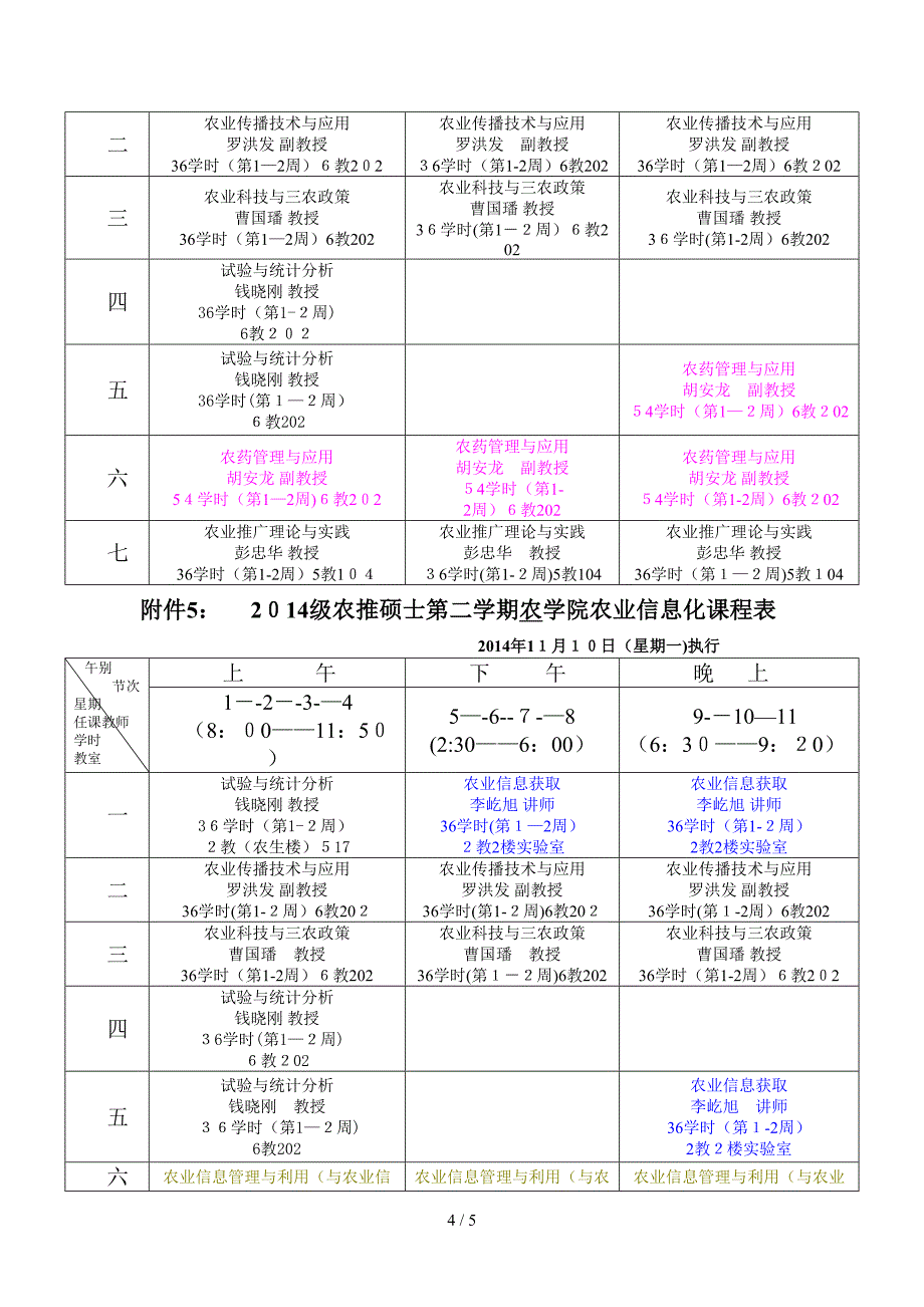 2014级非全日制研究生第二学期课表2014.10.16_第4页