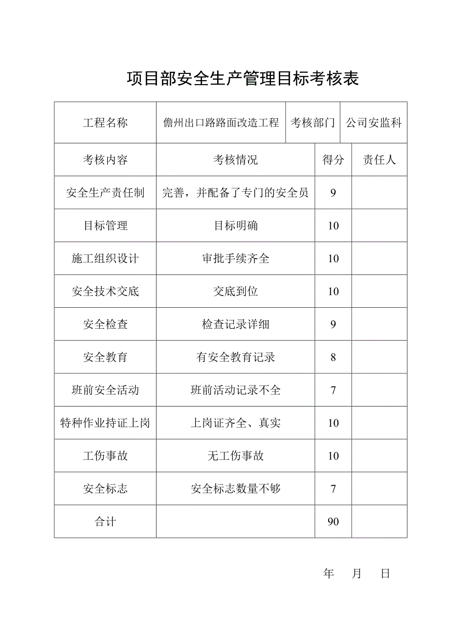 安全目标考核记录_第4页