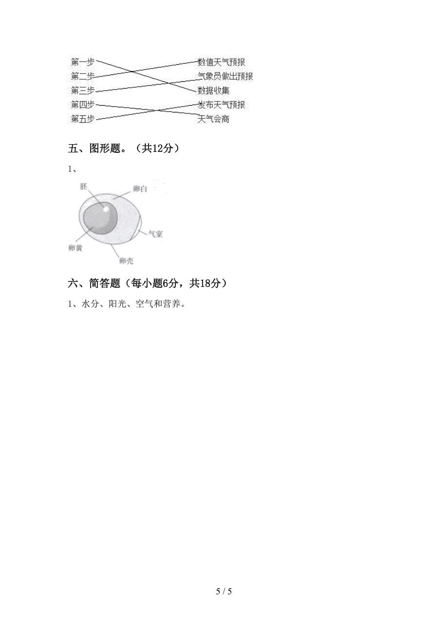 湘教版三年级科学(上册)期末试题及答案(完美版)_第5页