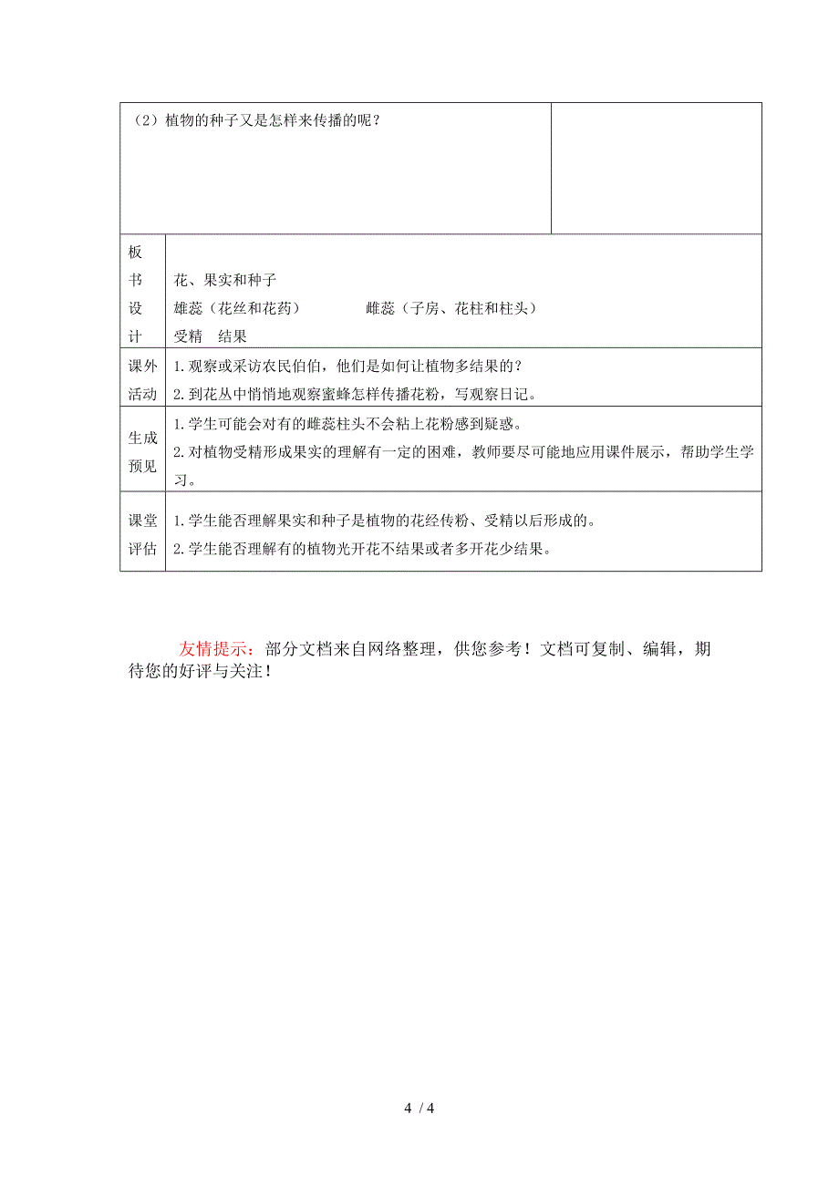 四年级科学下册花、果实和种子2教案教科版_第4页