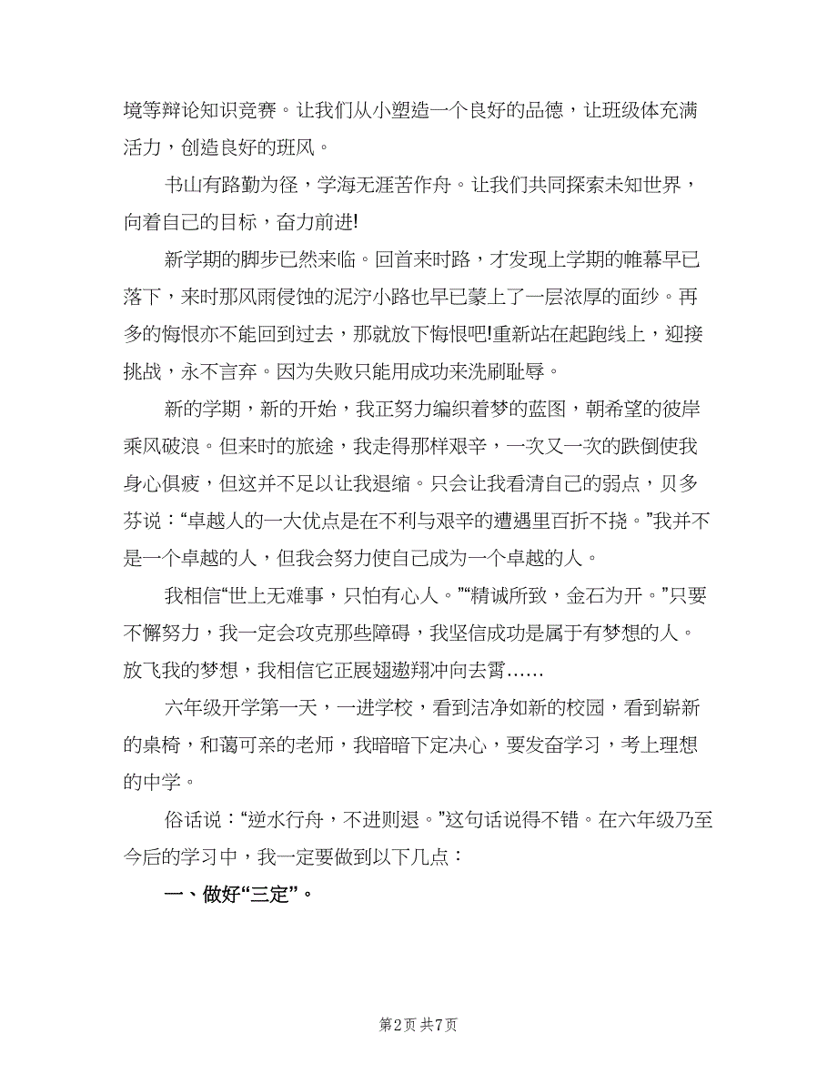 小学生新学期学习工作计划标准模板（4篇）.doc_第2页