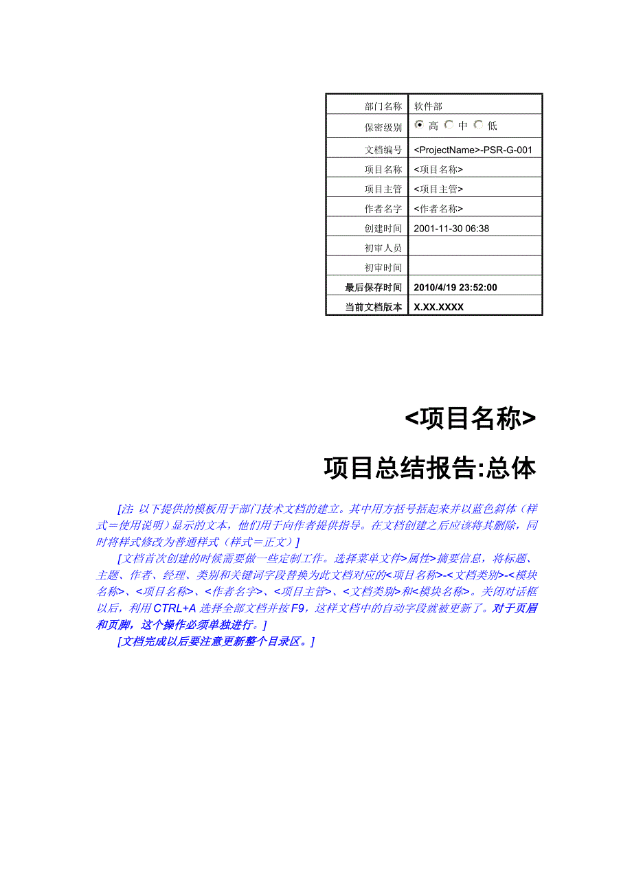 项目总结报告模板_第1页