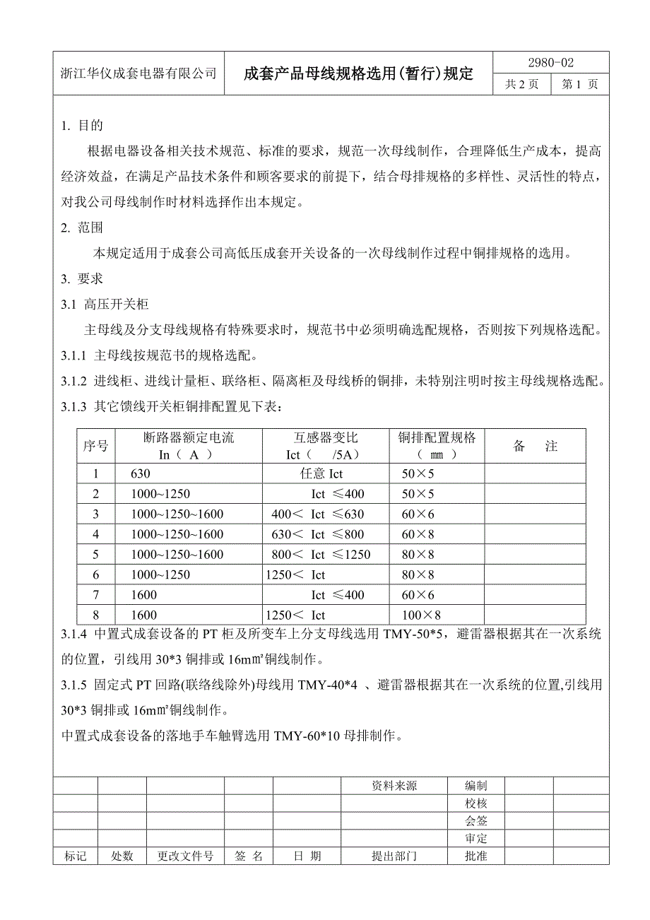 主母线及分支母线铜排工艺规定k_第1页