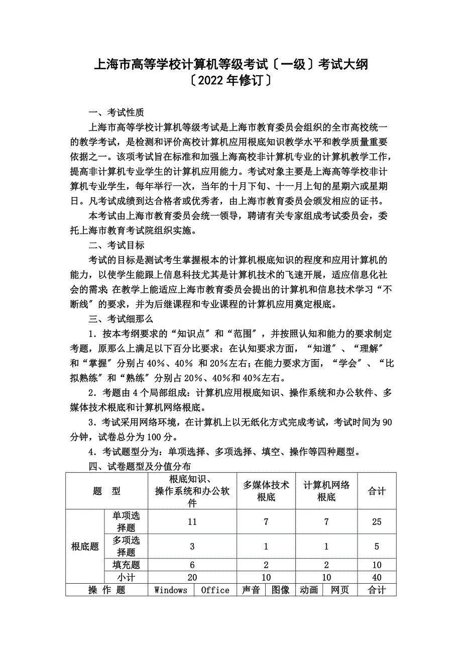最新上海市高等学校计算机等级考试大纲2022版_第2页
