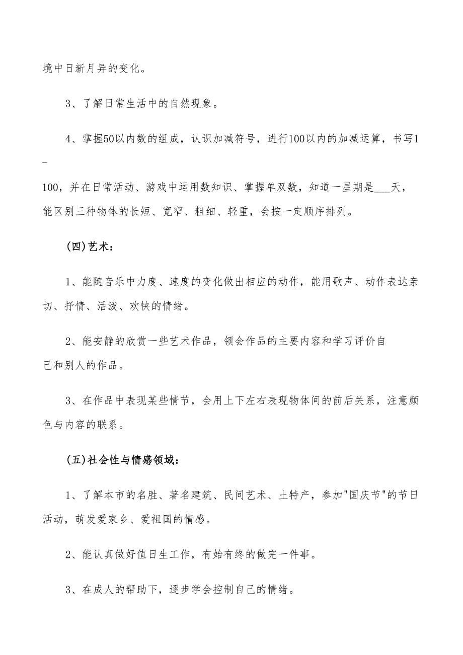 2022年幼儿园大班班主任教学工作计划_第5页