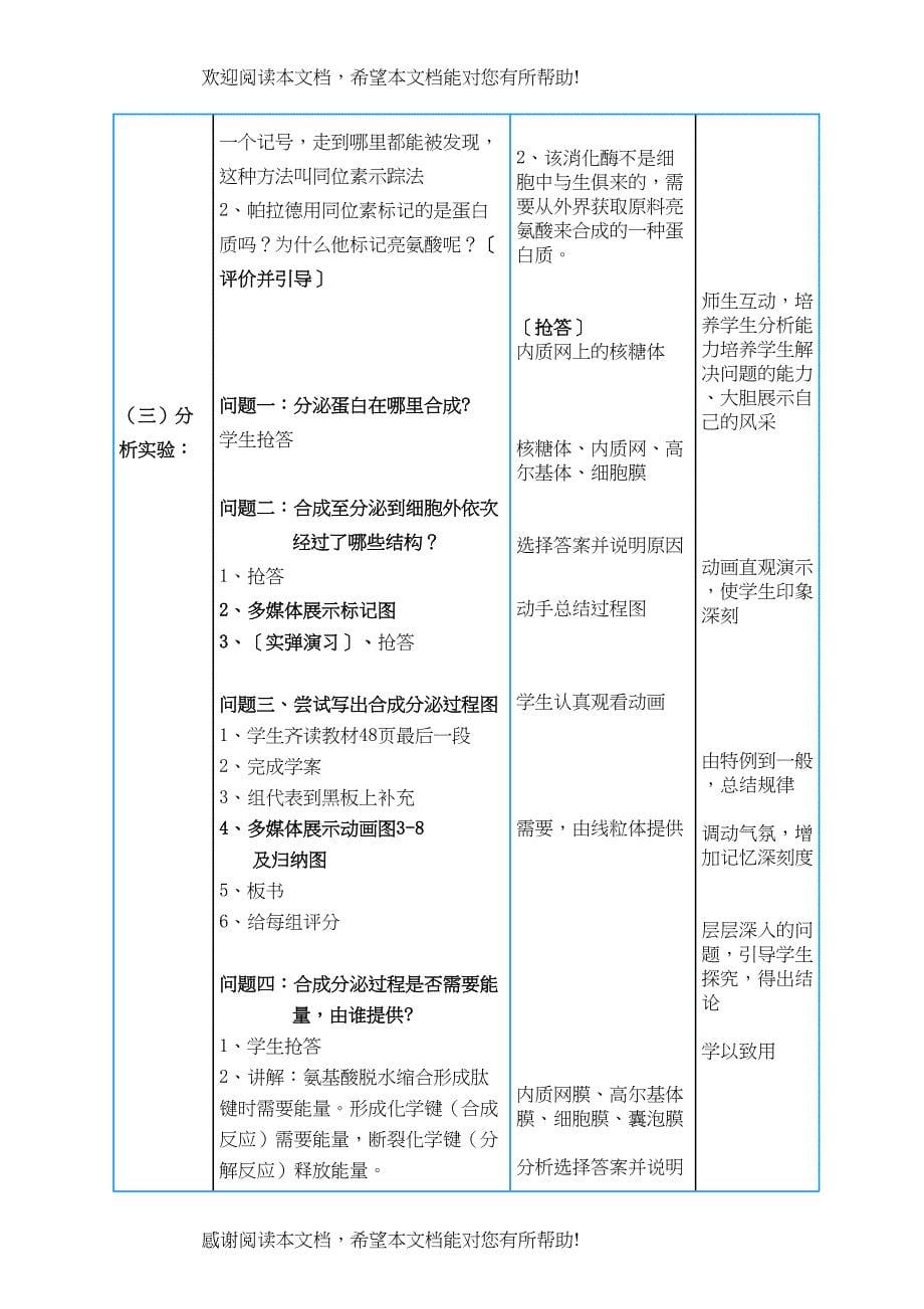 2022年高中生物细胞器协调合作与生物膜系统教案新人教版必修1_第5页