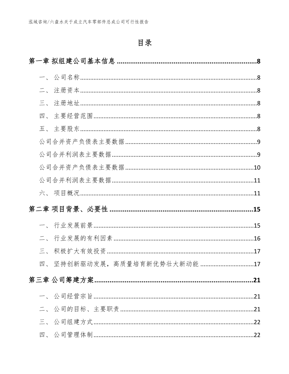 六盘水关于成立汽车零部件总成公司可行性报告【范文】_第2页