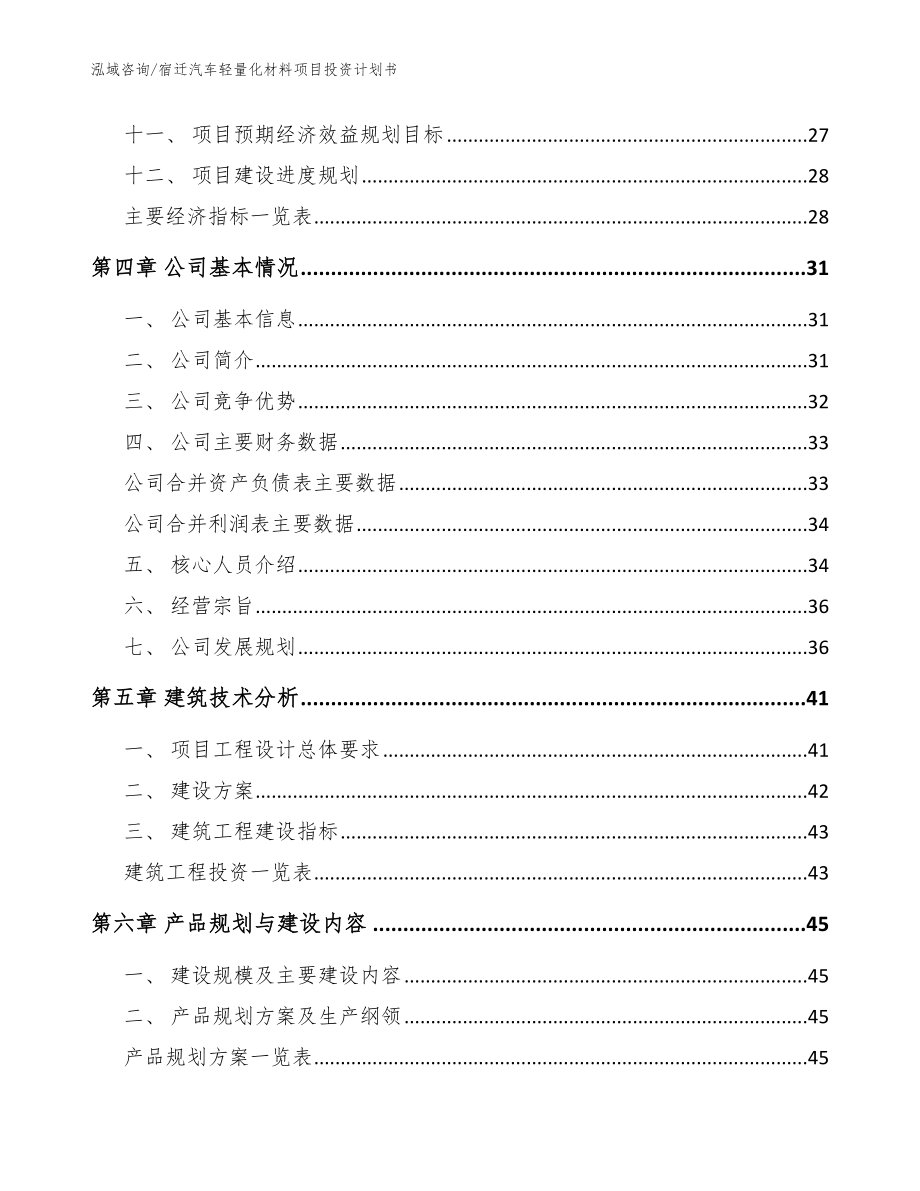 宿迁汽车轻量化材料项目投资计划书_模板范文_第3页