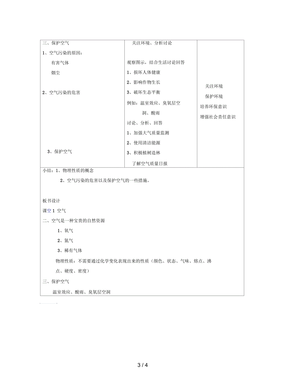 新人教版化学九上课题1《空气》(第2课时)教案_第3页