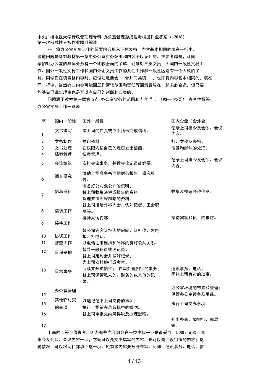 3电大作业办公室管理形成性考核册作业答案_第1页