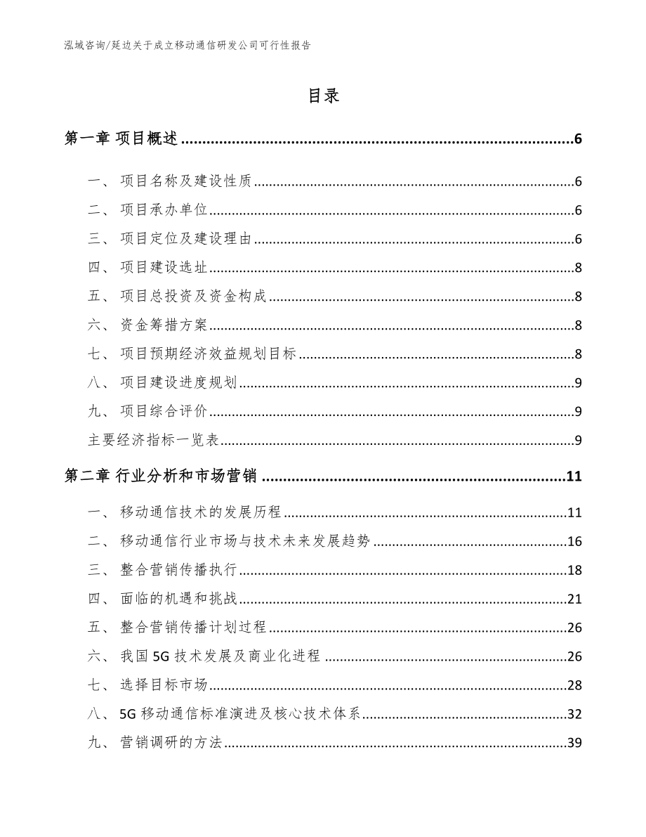 延边关于成立移动通信研发公司可行性报告_第1页