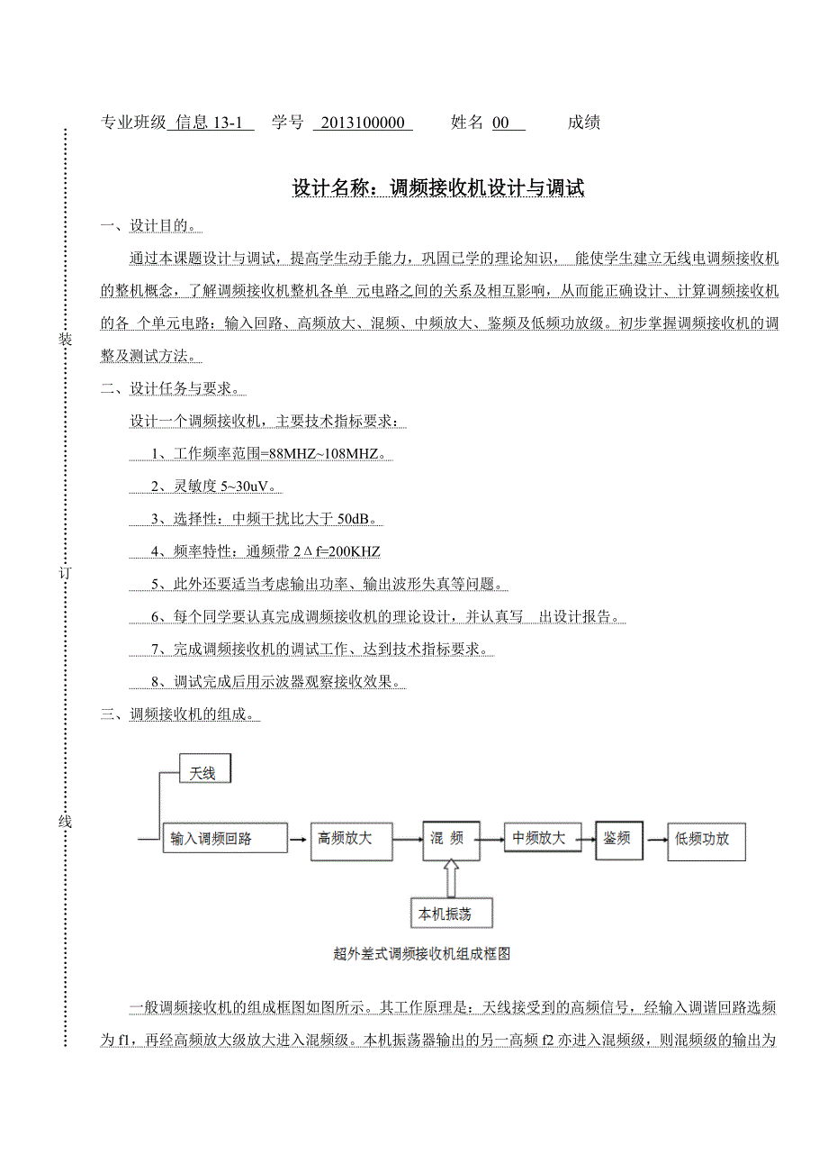 高频电子线路课程设计调频接收机设计与调试要点_第3页