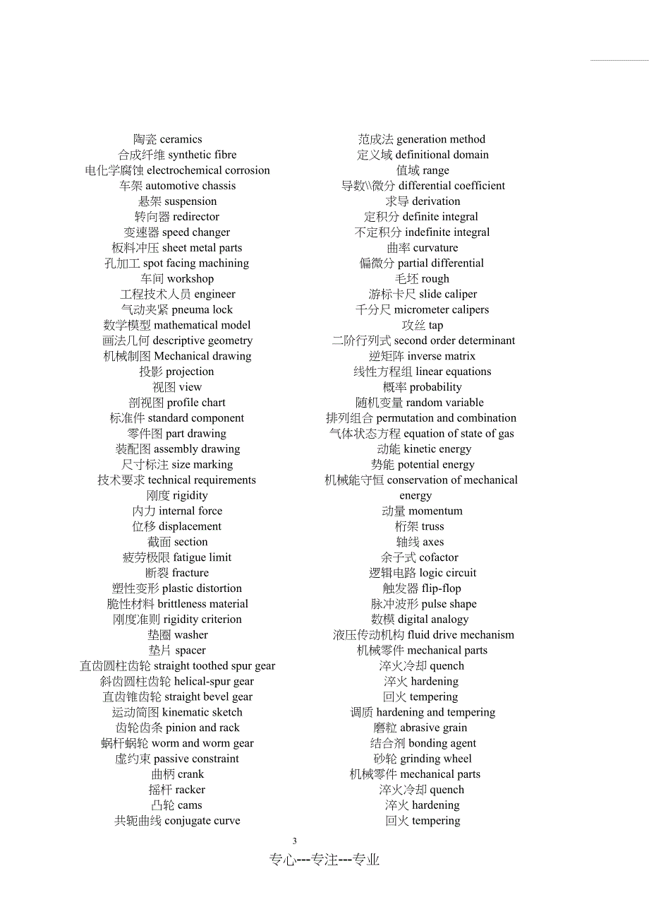 机械专业英语词汇【最新完整版】_第3页