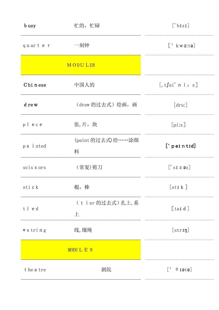 5下单词及音标(一年级起点-外研)_第5页