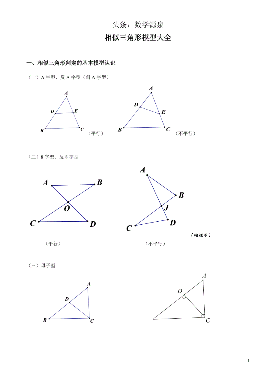 相似三角形模型分析大全非常全面经典_第1页