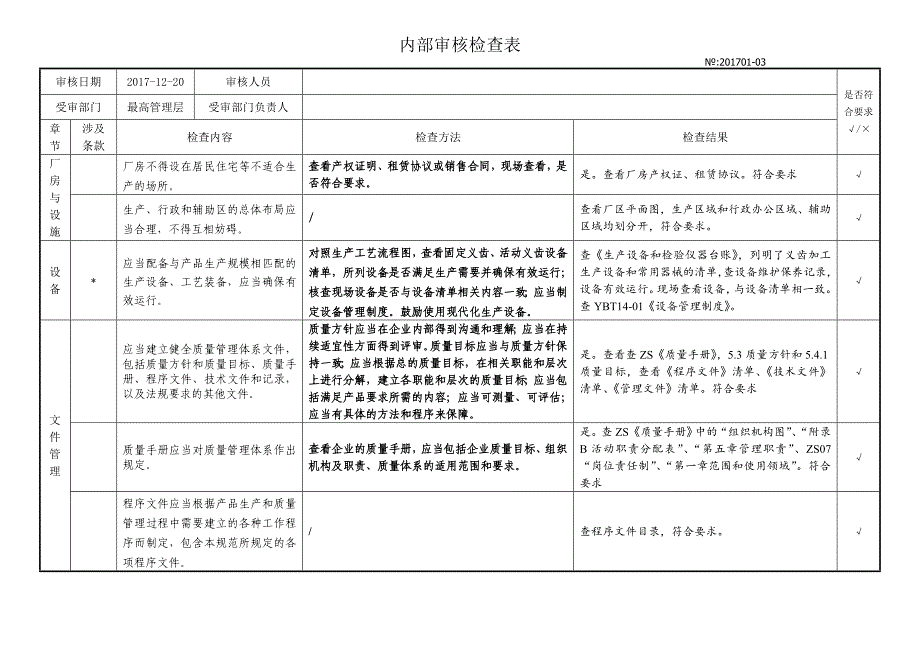 医疗器械义齿类内审检查表_第3页