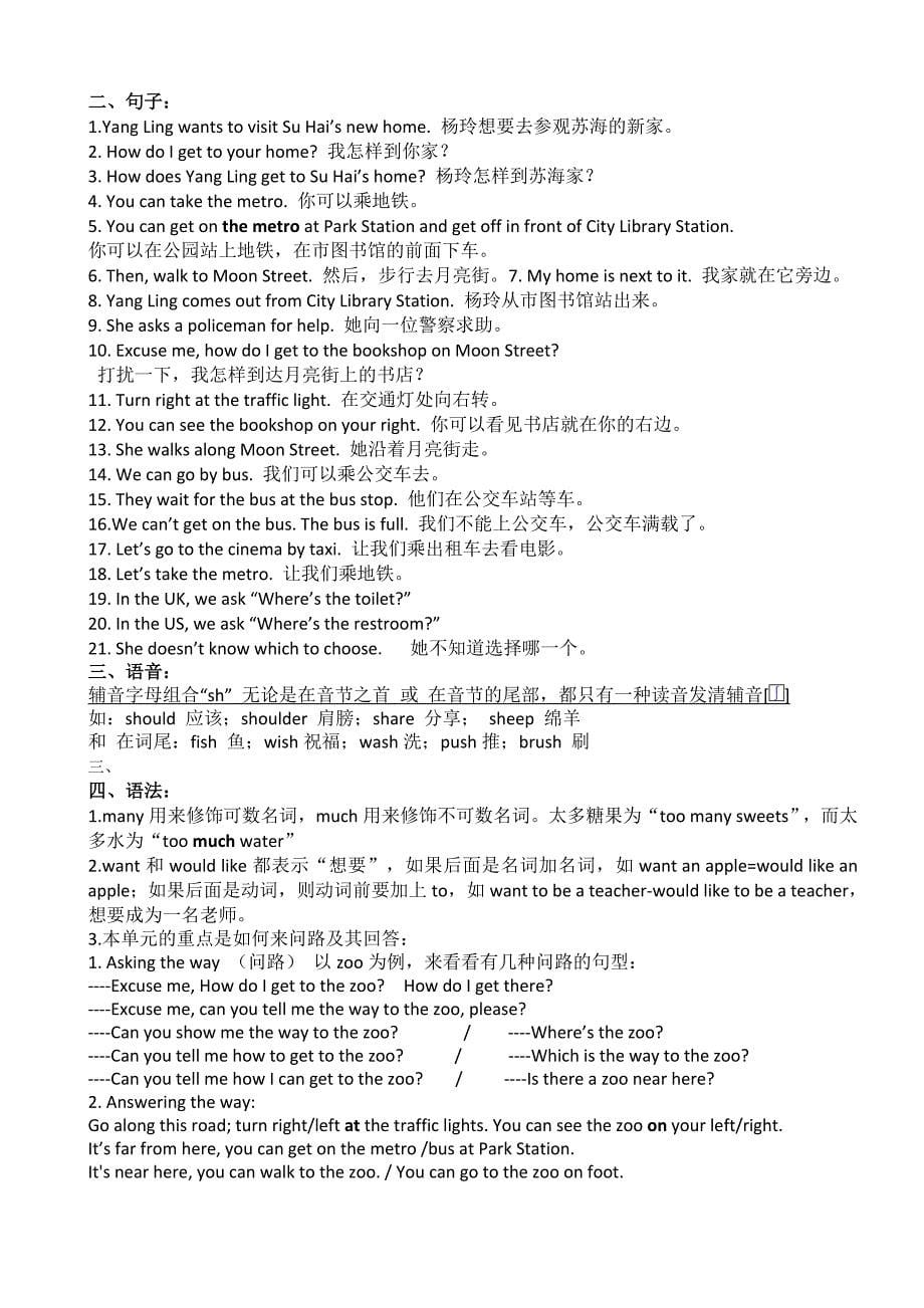 译林苏教版小学英语五年级下单词词组句型总结_第5页