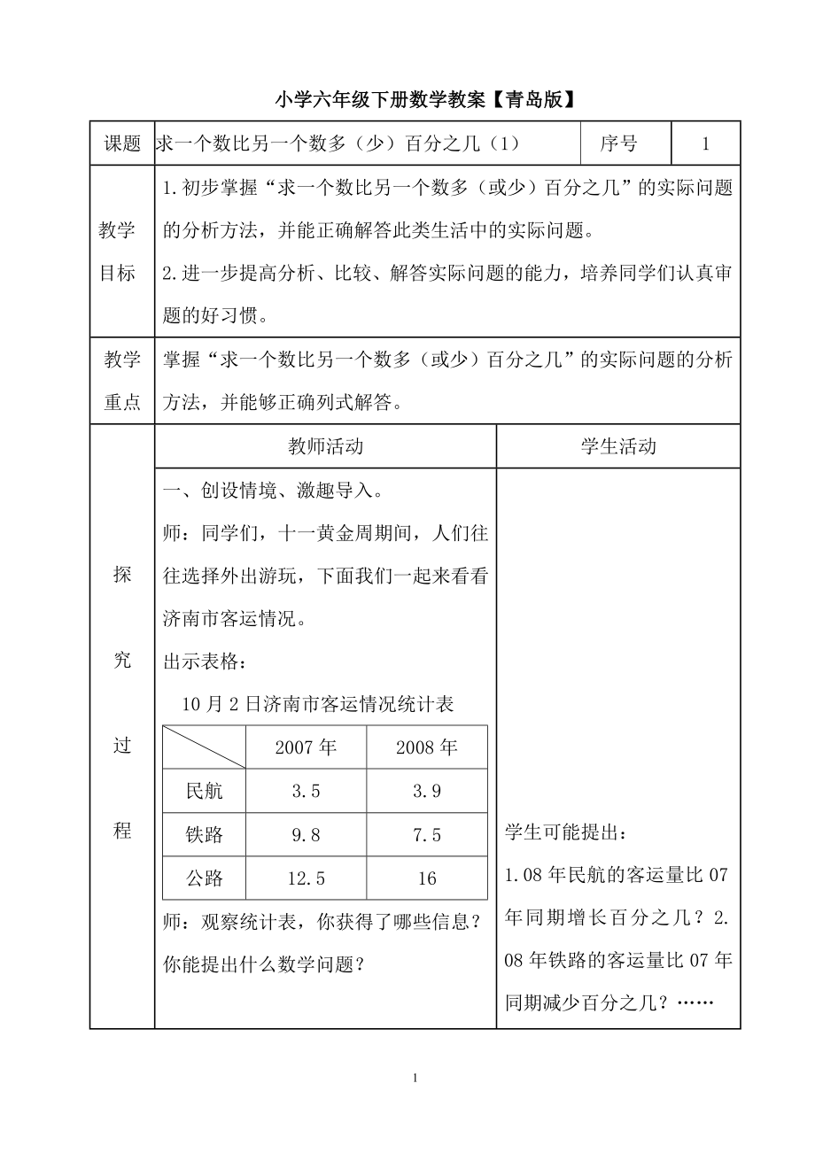 青岛版六年级下册数学全册教案(整理)_第1页