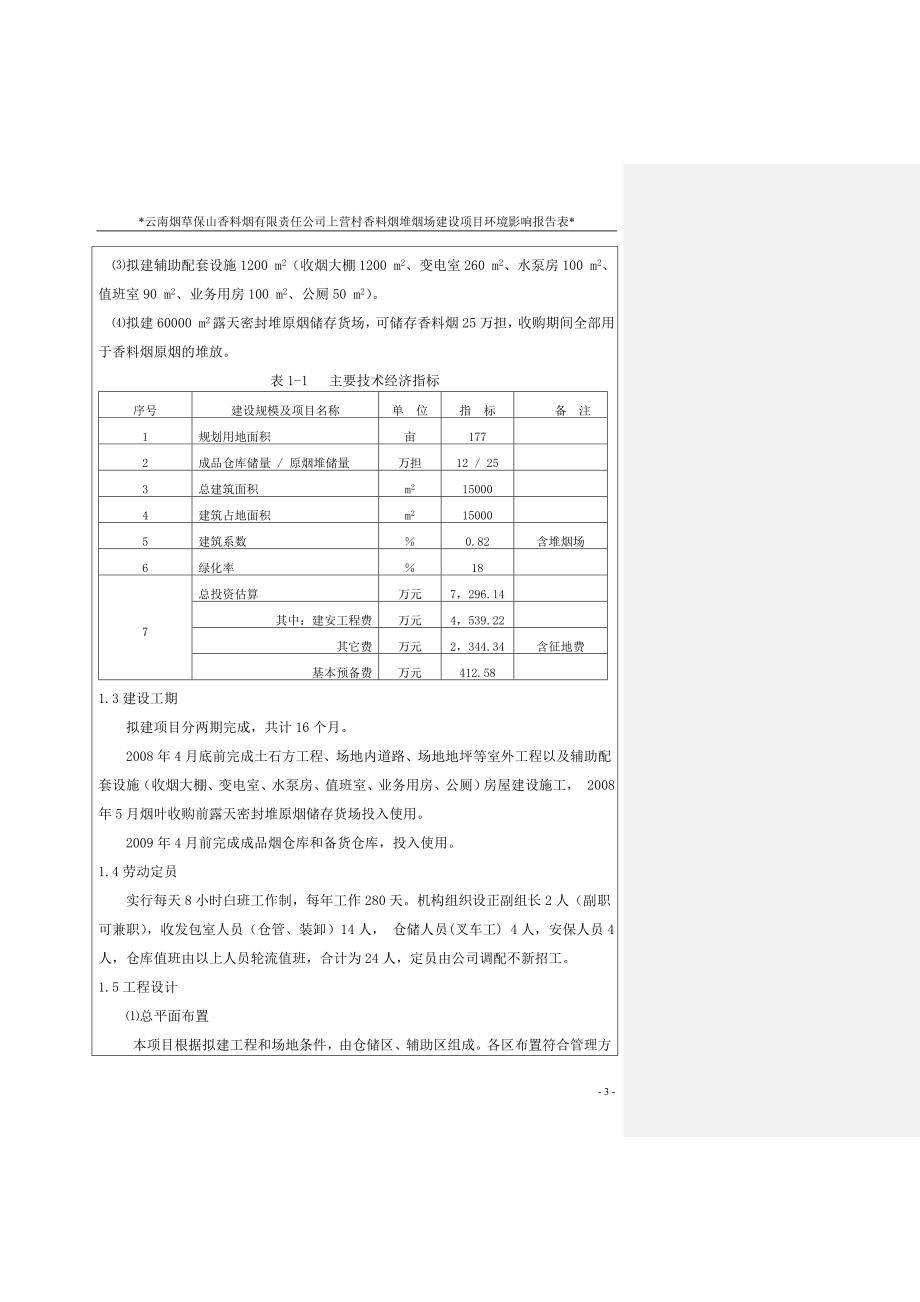 学士学位论文--上营村香料烟堆烟场建设项目立项环境评估报告表_第3页