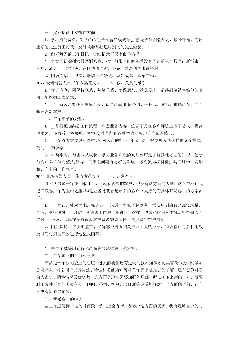 2022最新销售人员工作计划范文3篇(销售员明年工作计划范文)_第2页