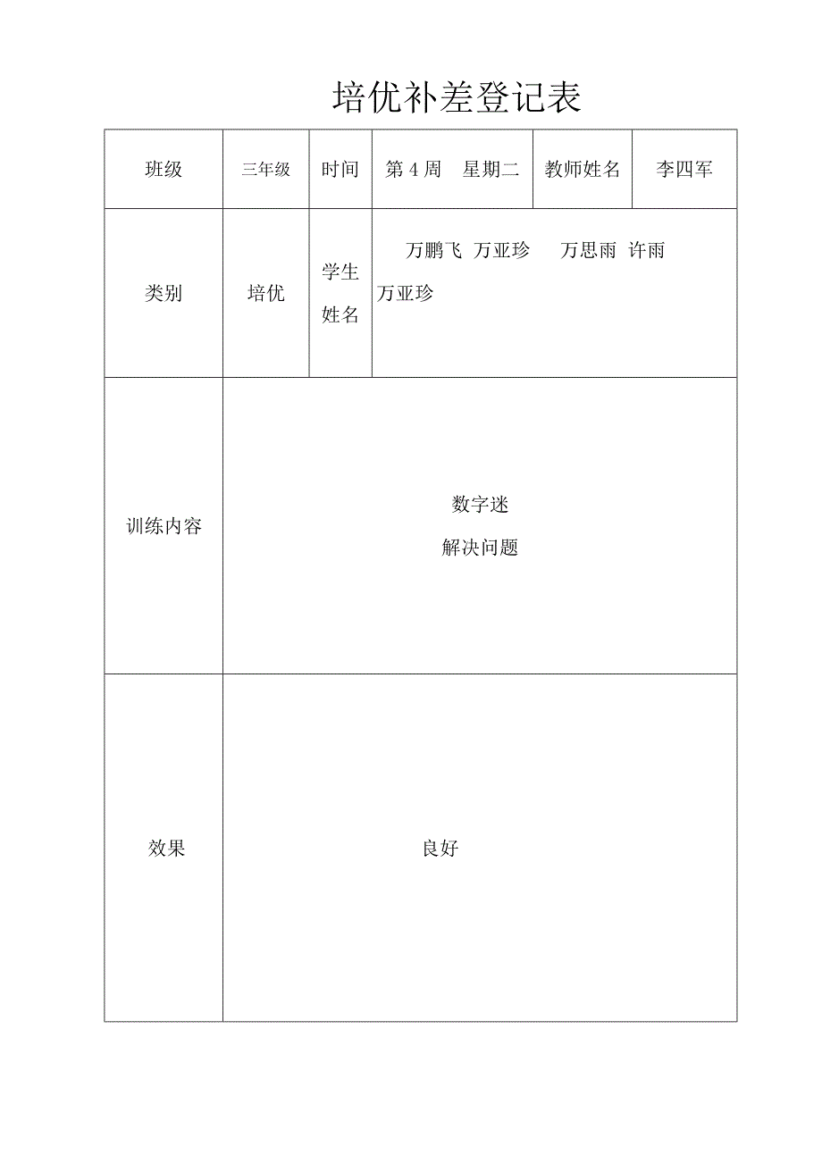 三年级上册数学培优辅差记录表_第3页