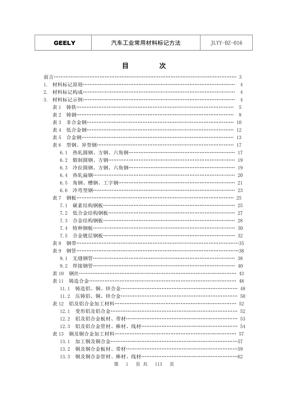 汽车工业常用材料标记方法（DOC 115页）_第1页