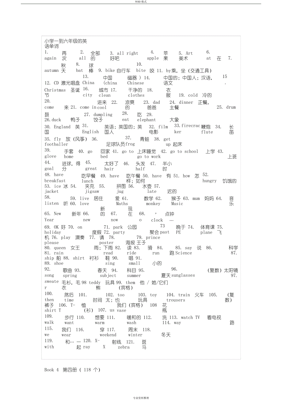 小学一到六年级的英语单词_第1页