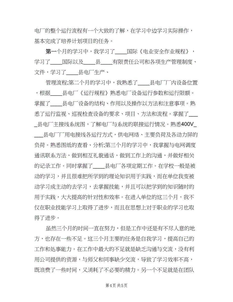 新入职三个月工作总结模板（二篇）.doc_第4页