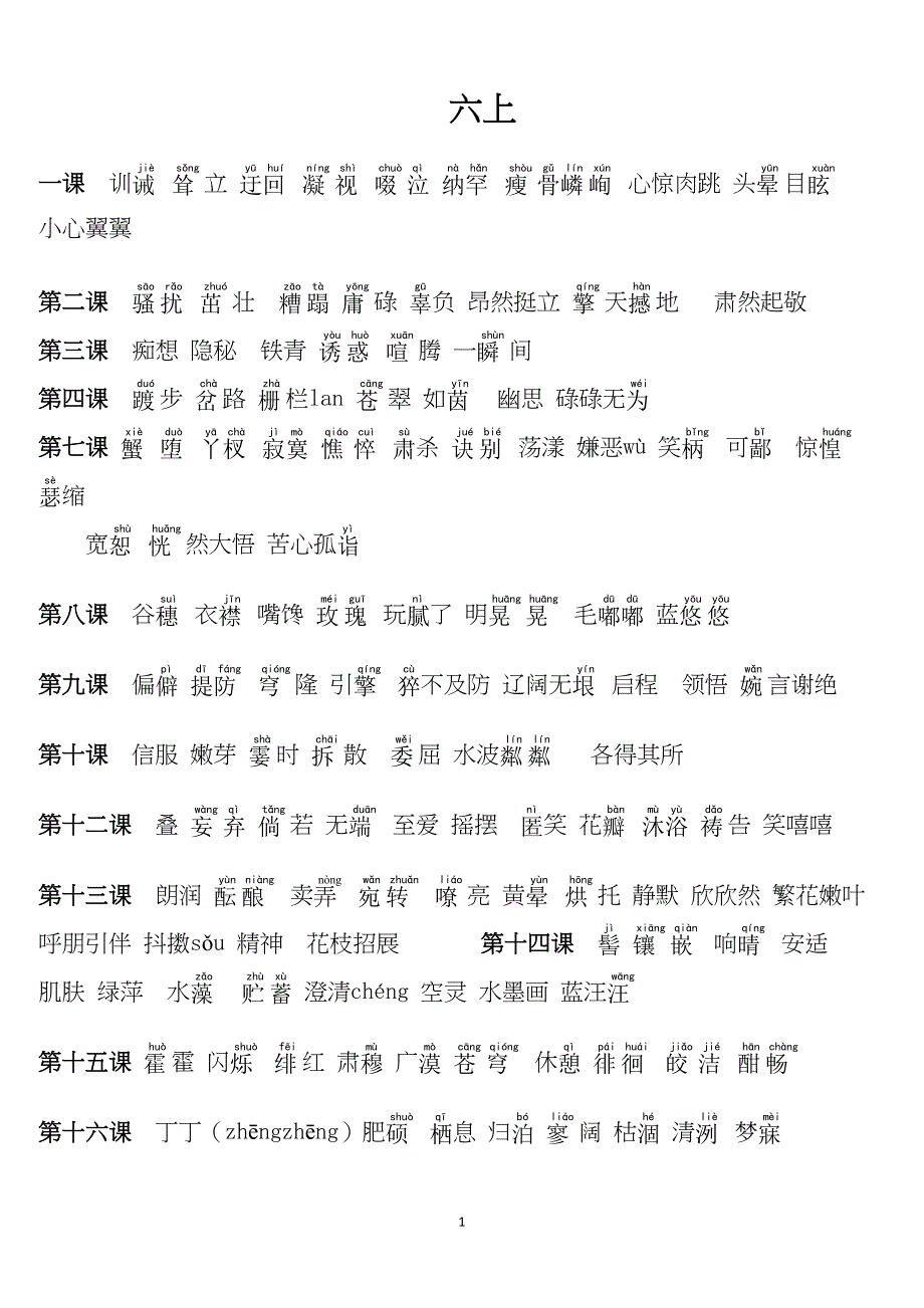 鲁教版初中语文生字大全(DOC 9页)_第1页