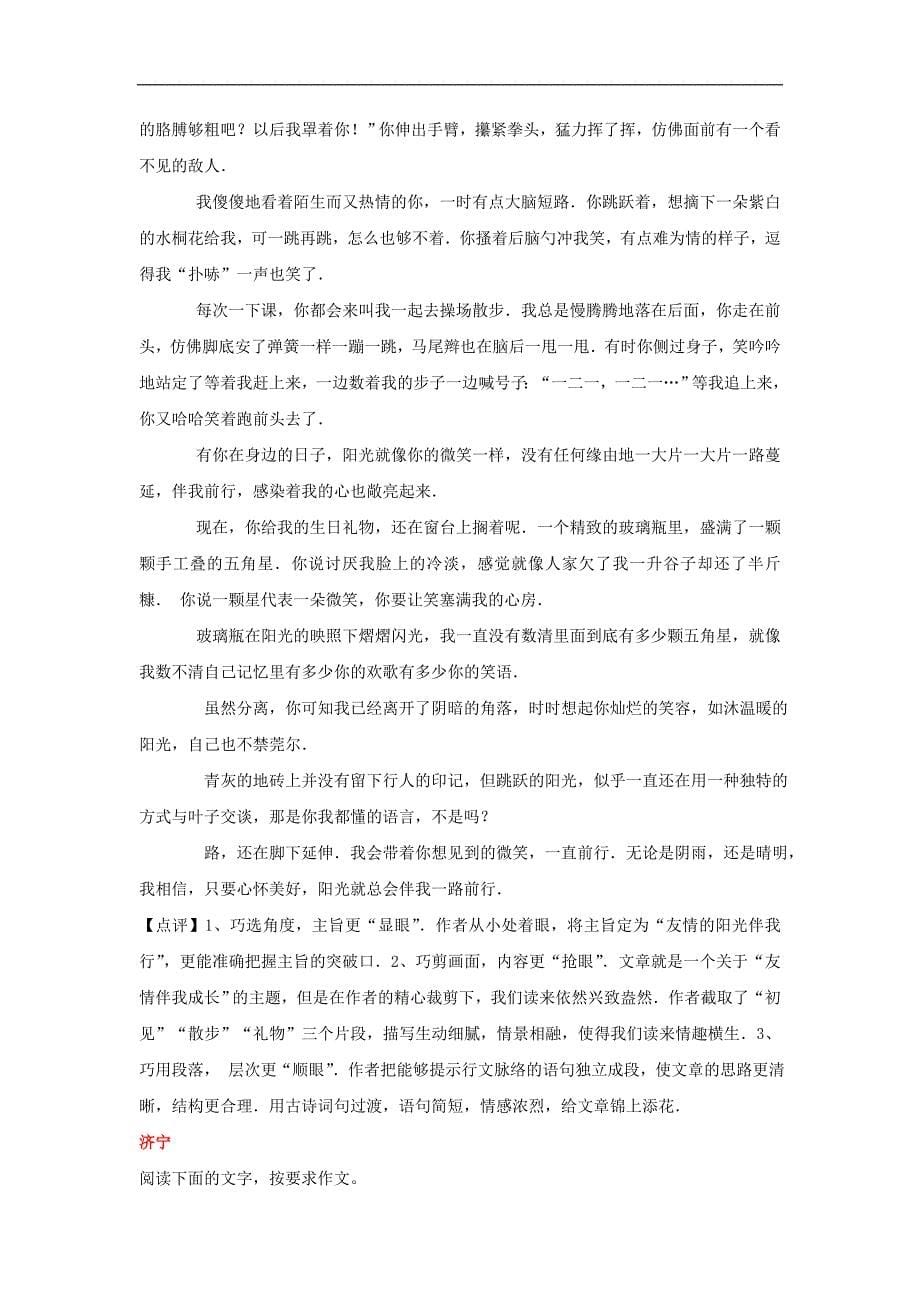 山东省13市中考语文试卷按考点分项汇编写作专题含解_第5页