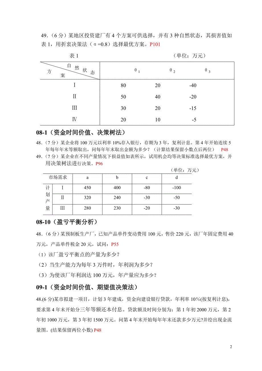 建筑经济与企业管理历年计算题汇总_第2页