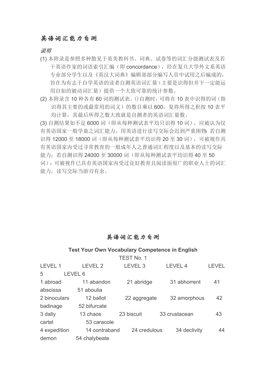 英语词汇能力自测_第1页