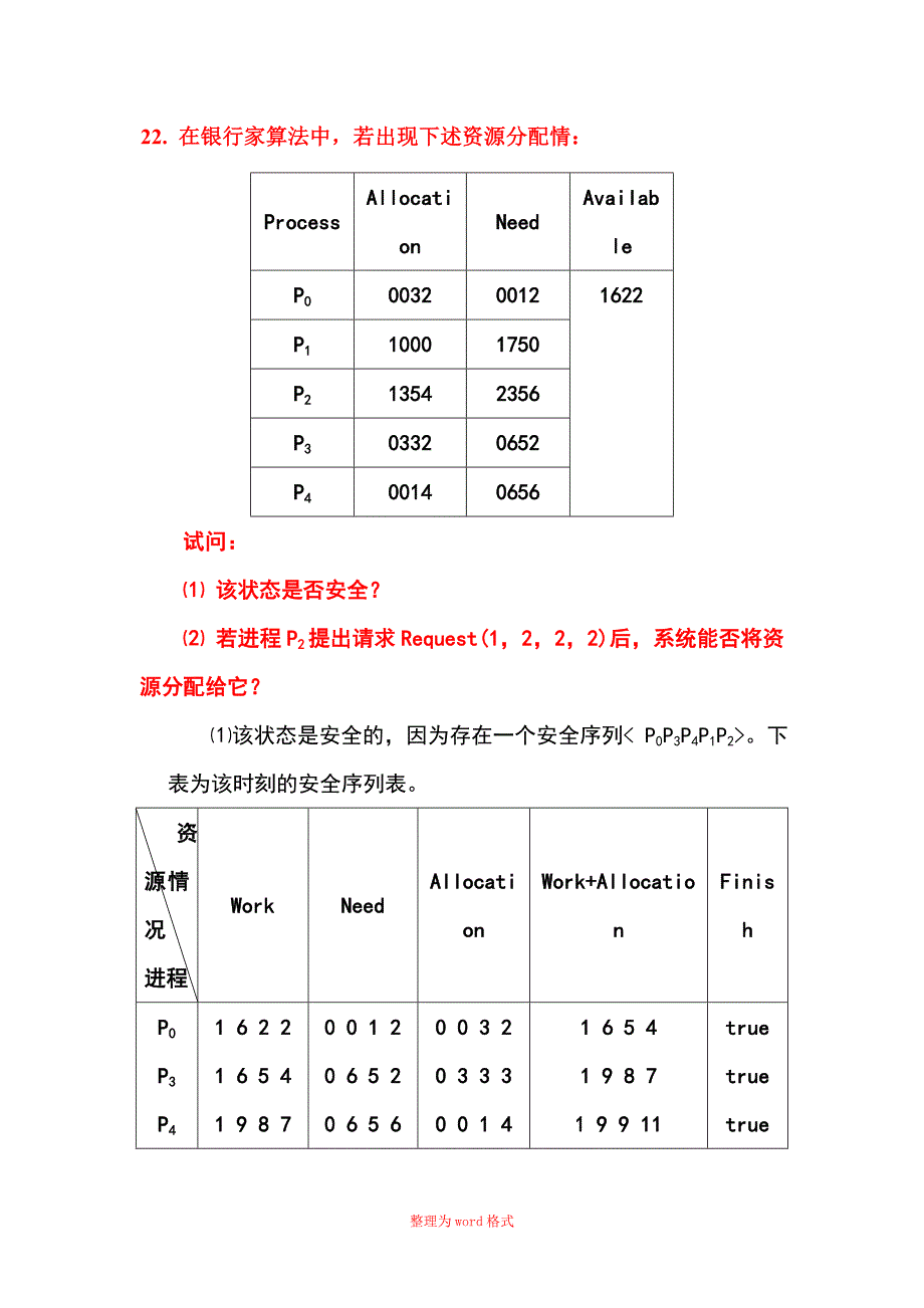 操作系统大题Word版_第1页