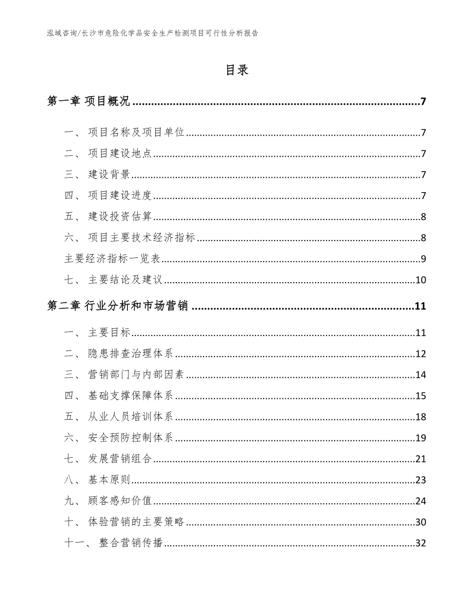 长沙市危险化学品安全生产检测项目可行性分析报告（模板）_第1页