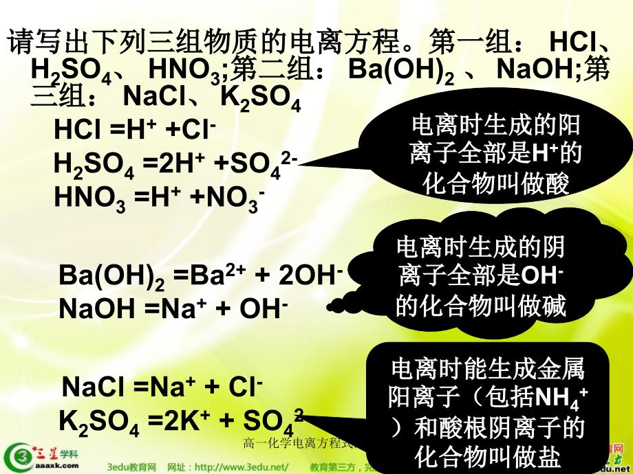 高一化学电离方程式的书写经典实用_第3页