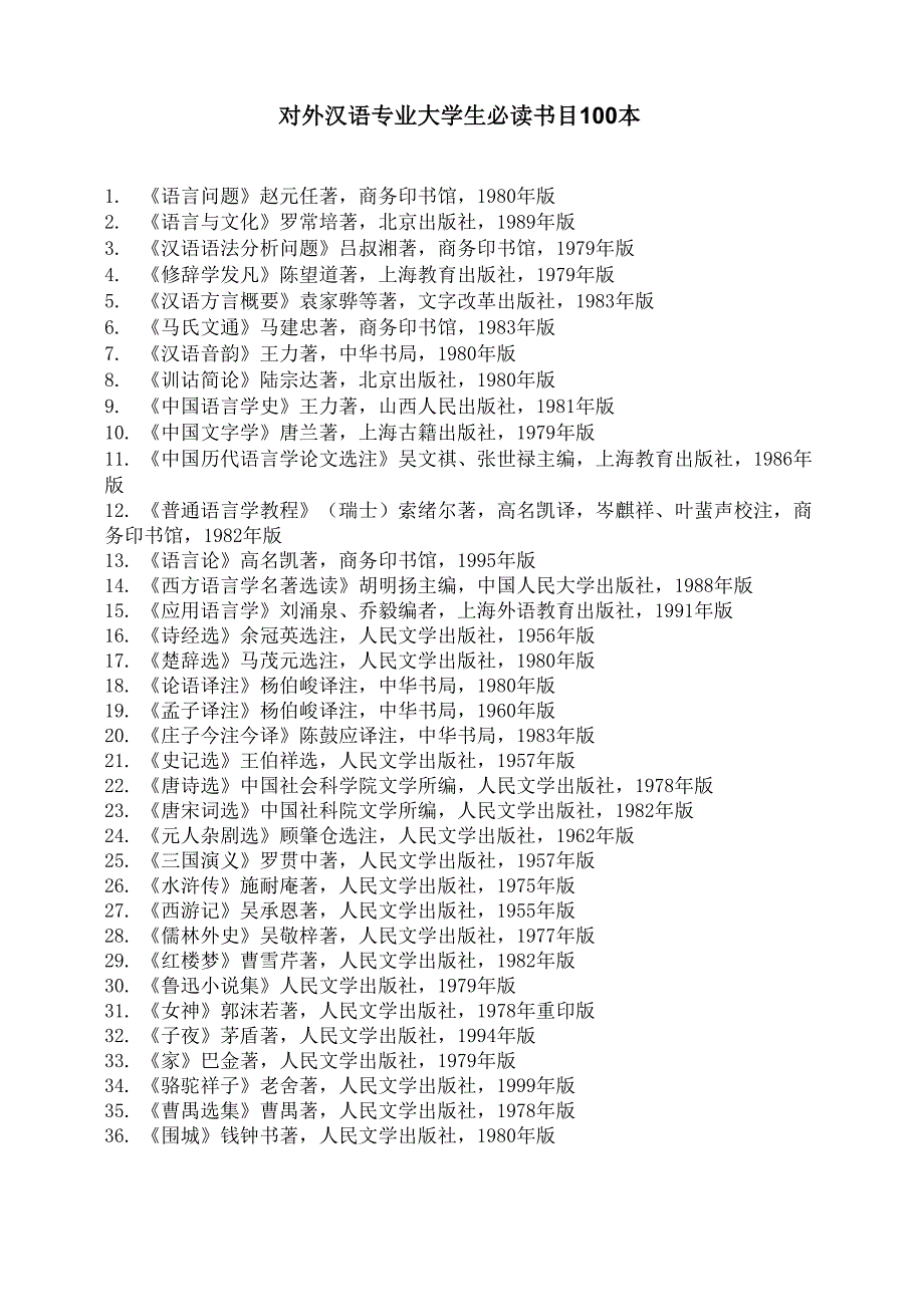 对外汉语必读书目100本_第1页