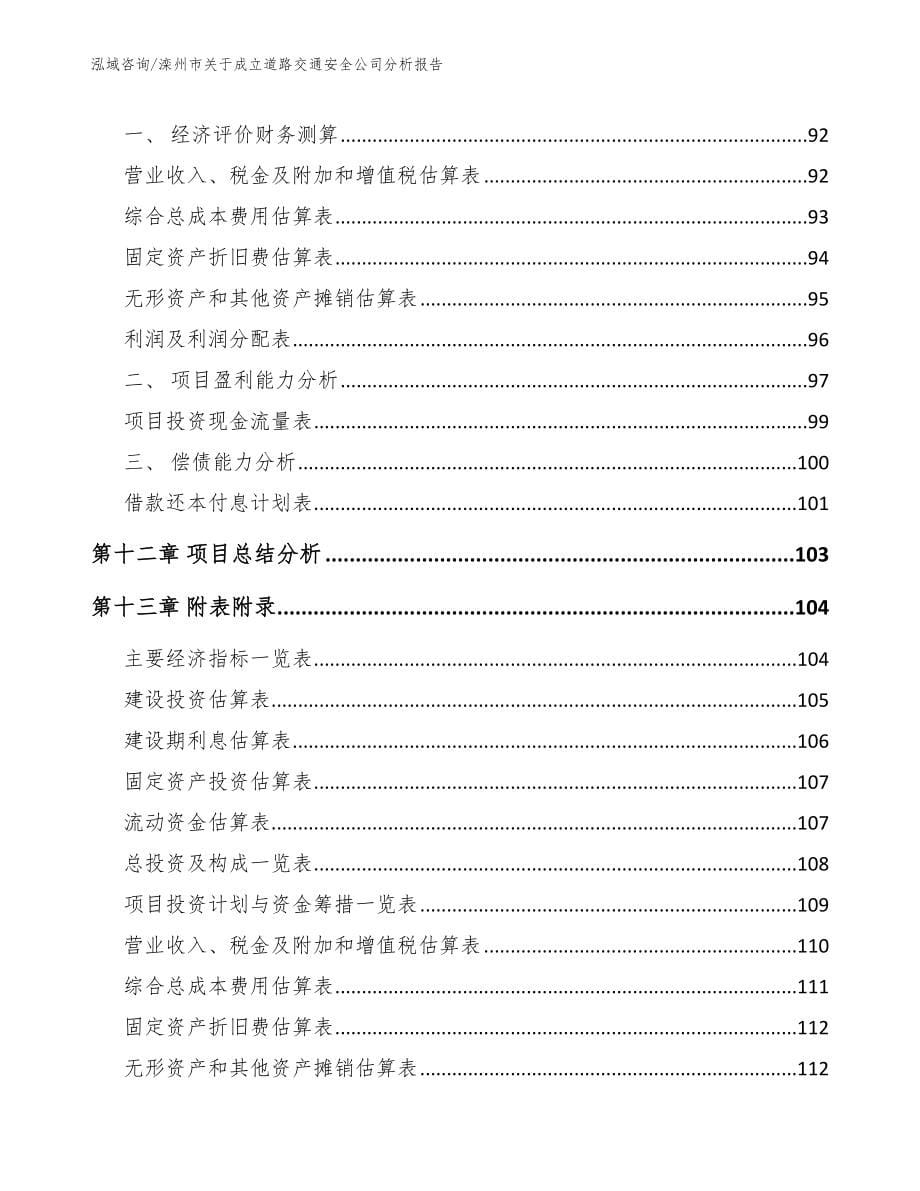 滦州市关于成立道路交通安全公司分析报告【模板】_第5页