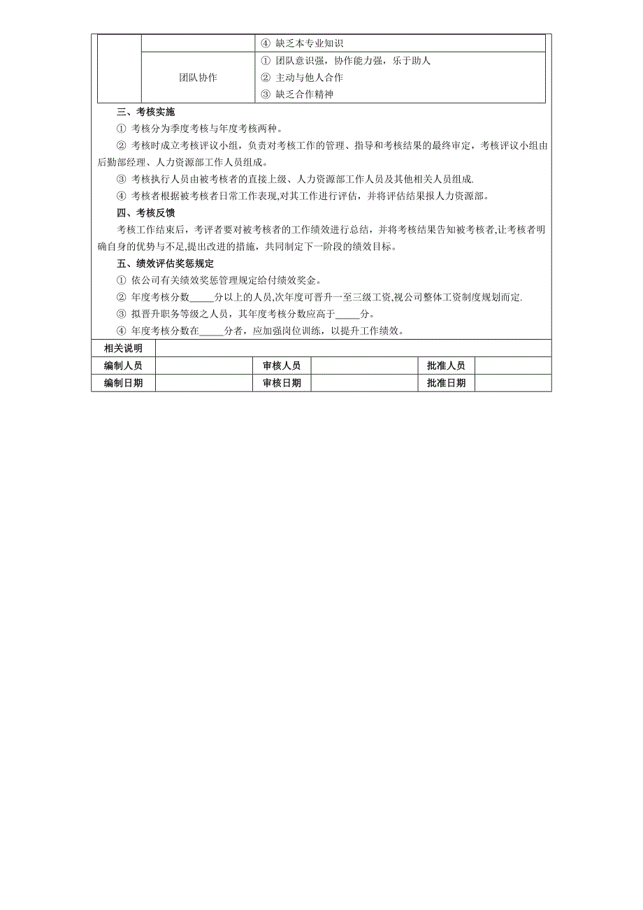 行政后勤人员绩效考核方案_第3页