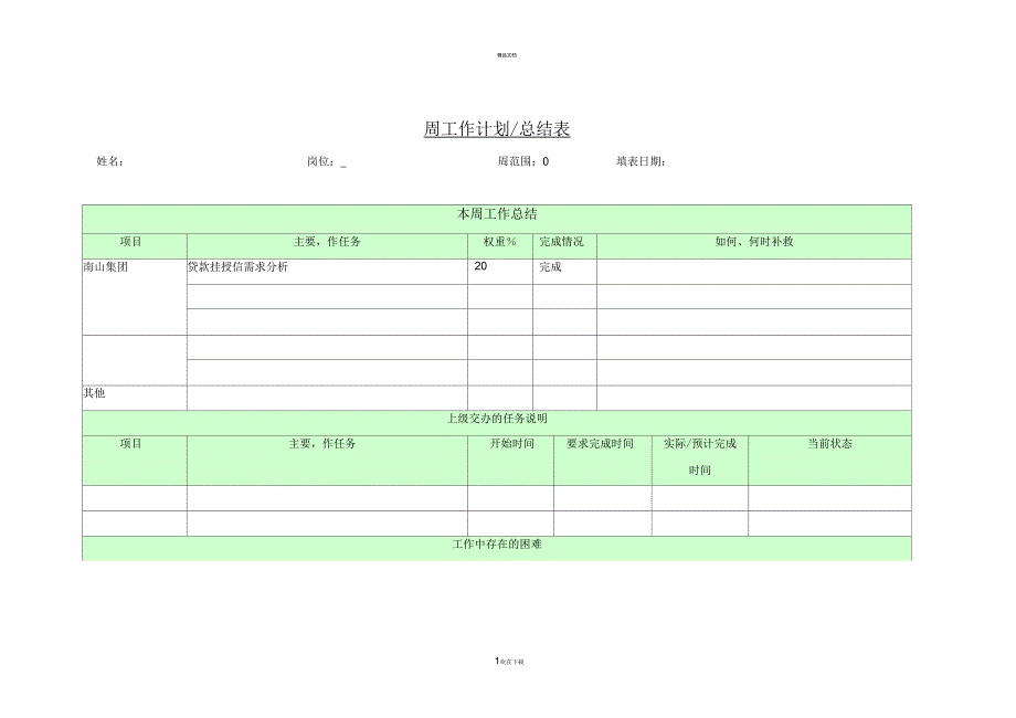 周计划与总结表(模板)_第1页